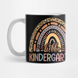 Hello Kindergarten Leopard Rainbow Back To School Mug